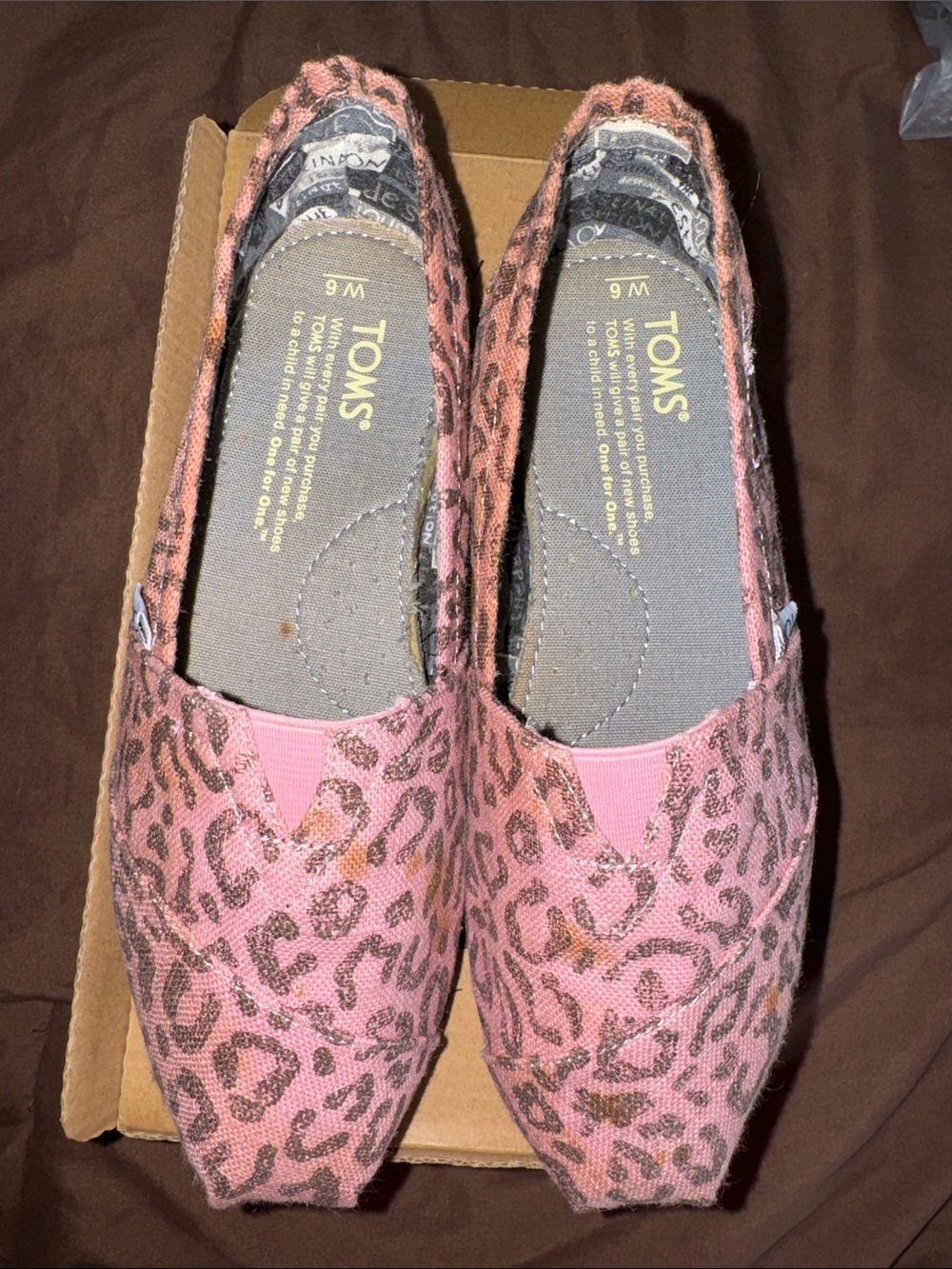 Toms Pink Leopard Canvas Slip-On Flats